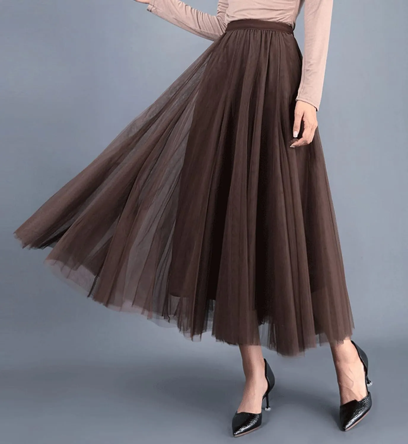 Women's Red/Blue/Grey/Pink/Black/Coffee Layered Mesh Prom Party Tulle Tutu A-Line Evening Tutu Skirts