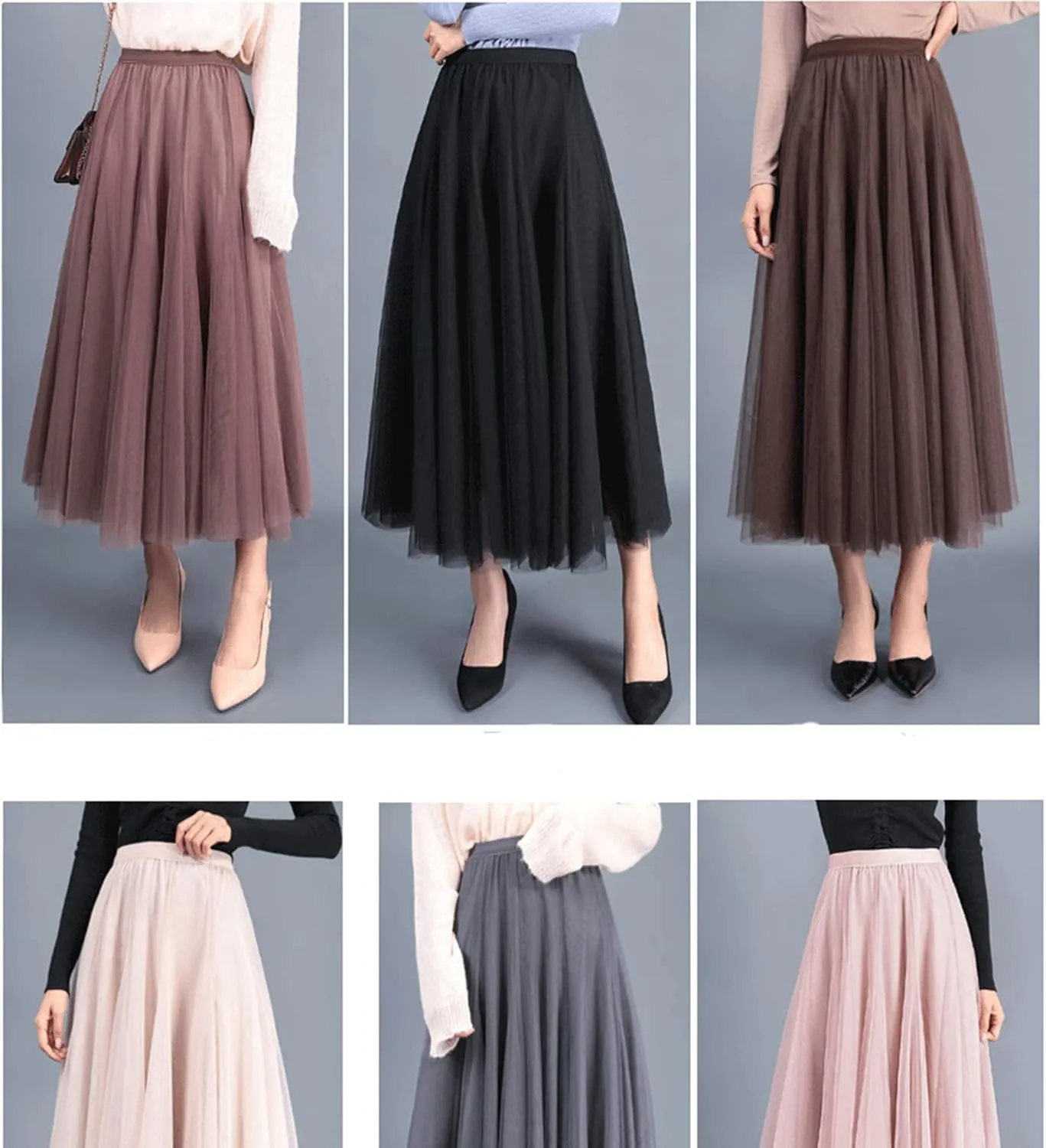 Women's Red/Blue/Grey/Pink/Black/Coffee Layered Mesh Prom Party Tulle Tutu A-Line Evening Tutu Skirts