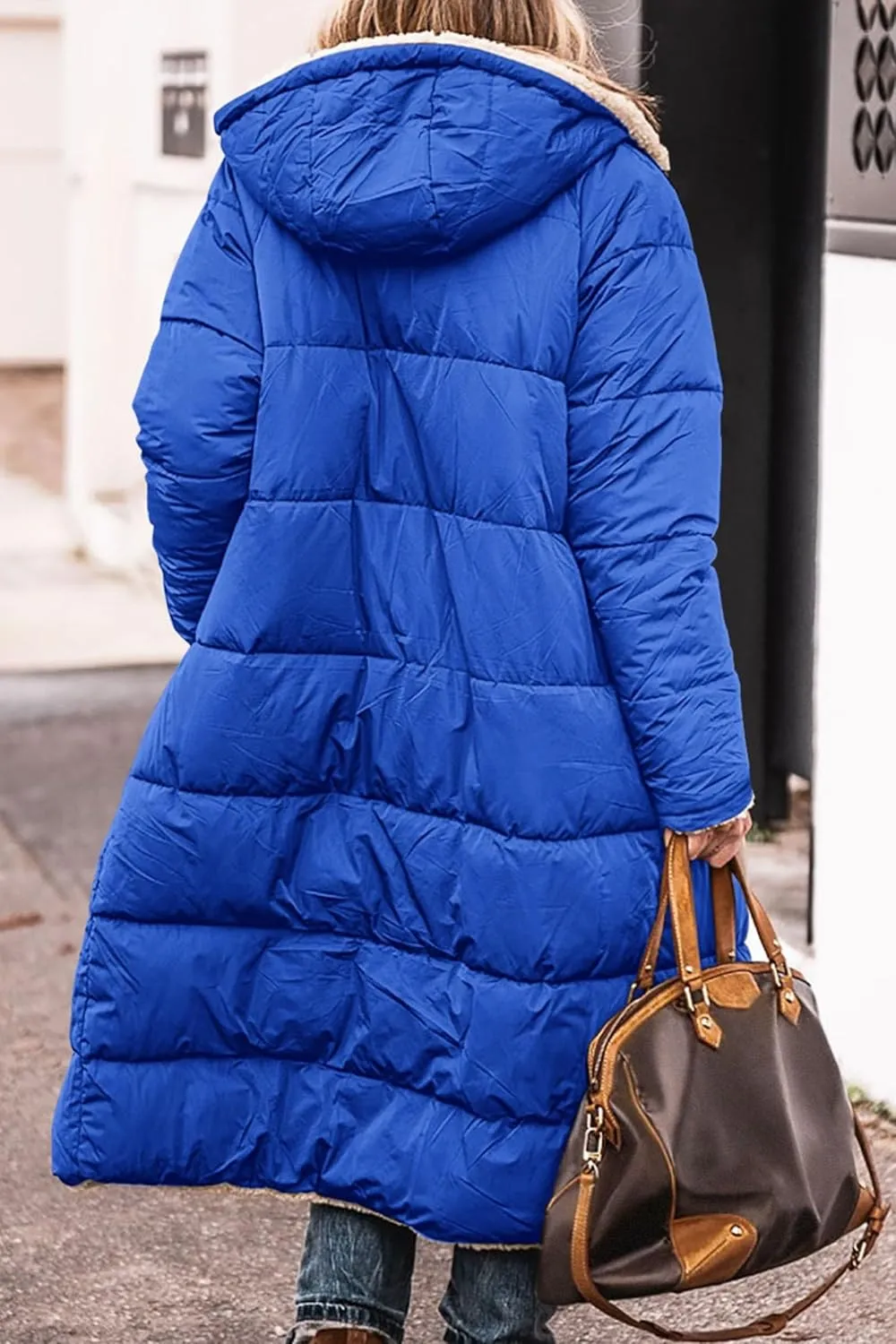 Women's Reversible Jackets with Hood Oversized Shearling Fleece Long Coats Winter Casual Fashion Clothes