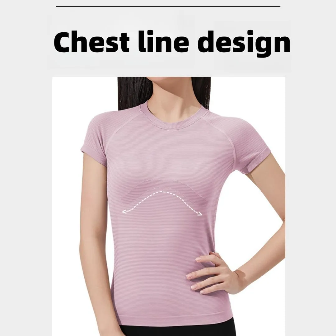 Women's Short Sleeve Workout T-Shirt Quick-Dry Yoga Top,Breathable Running Shirt with High Stretch