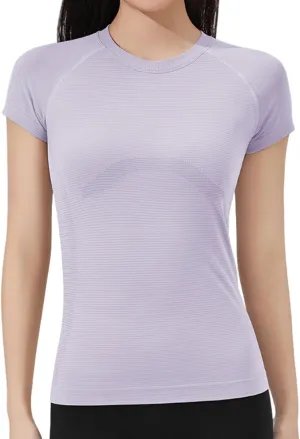 Women's Short Sleeve Workout T-Shirt Quick-Dry Yoga Top,Breathable Running Shirt with High Stretch
