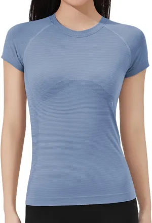 Women's Short Sleeve Workout T-Shirt Quick-Dry Yoga Top,Breathable Running Shirt with High Stretch