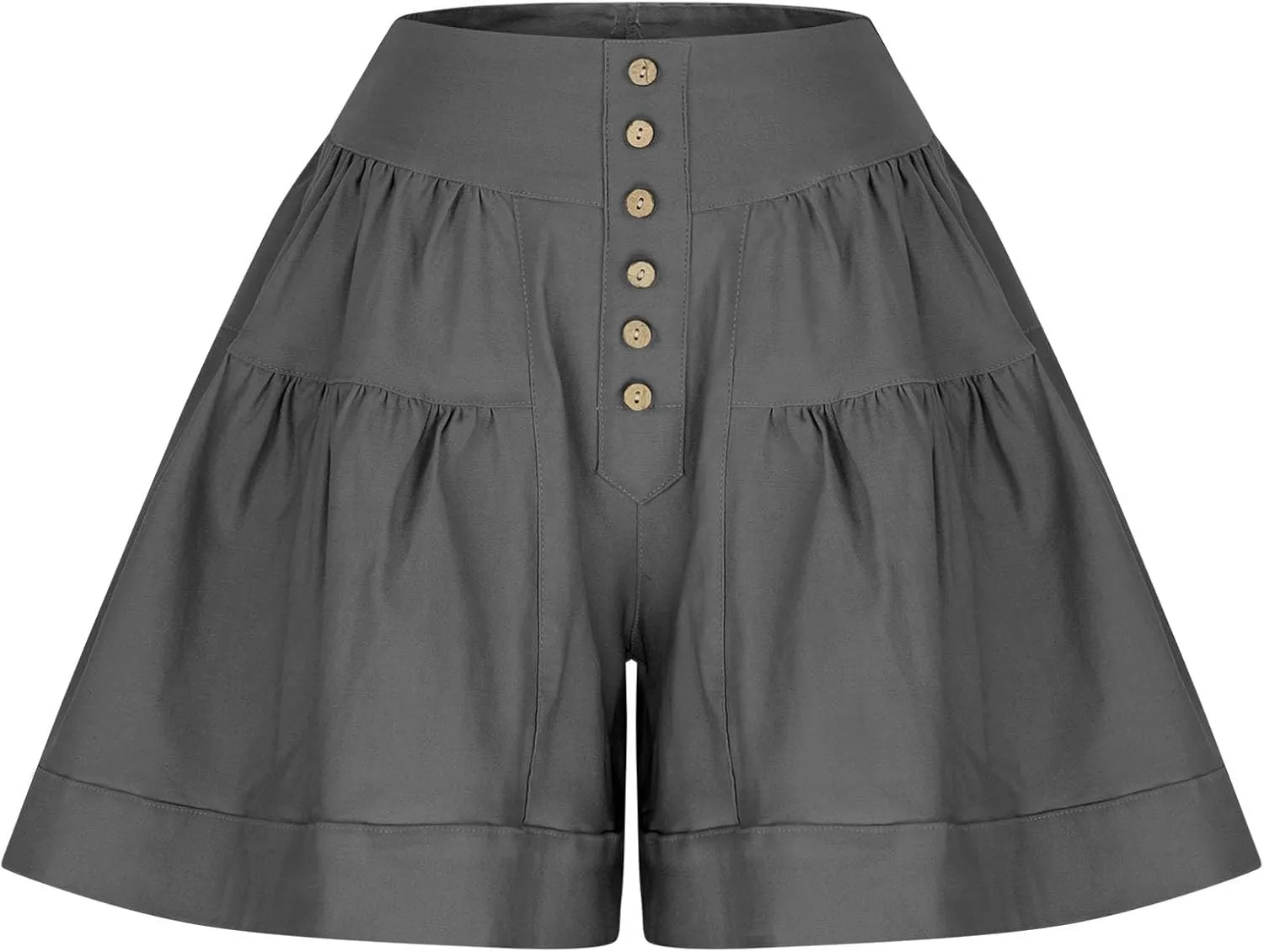 Women's Shorts Summer Baggy High Waisted Flowy Wide Leg Buttons Pleated Casual Denim Shorts 2025 Fashion Pleated Skorts