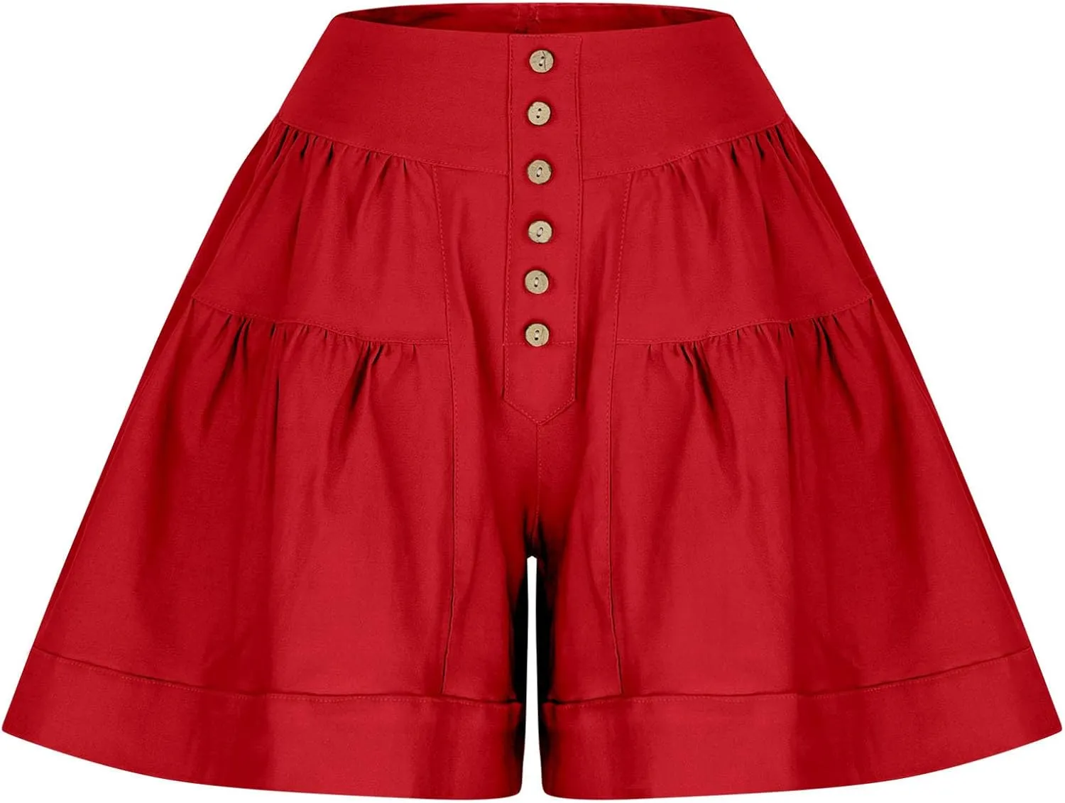 Women's Shorts Summer Baggy High Waisted Flowy Wide Leg Buttons Pleated Casual Denim Shorts 2025 Fashion Pleated Skorts