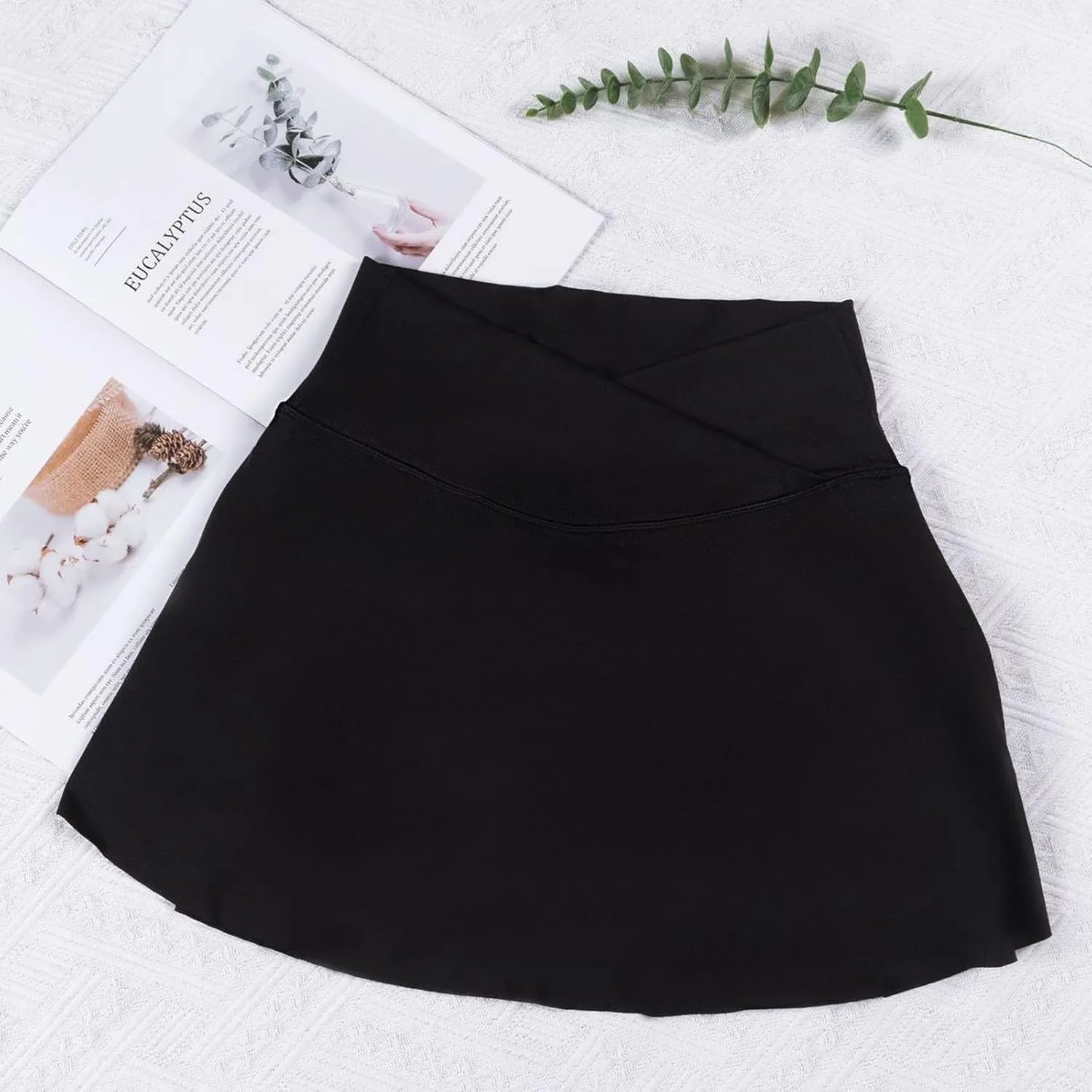 Womens Tennis Skirts with Shorts Cross Elastic High Waisted Tummy Control Golf Skort Gym Workout Skirts with Pocket