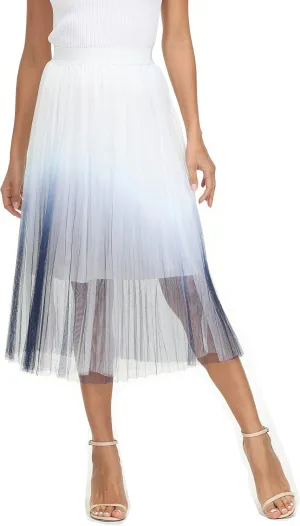 Womens Tulle Skirt Elastic High Waist Pleated A-line Fairy Skirt Layered Mesh Flowy Tutu Skirts