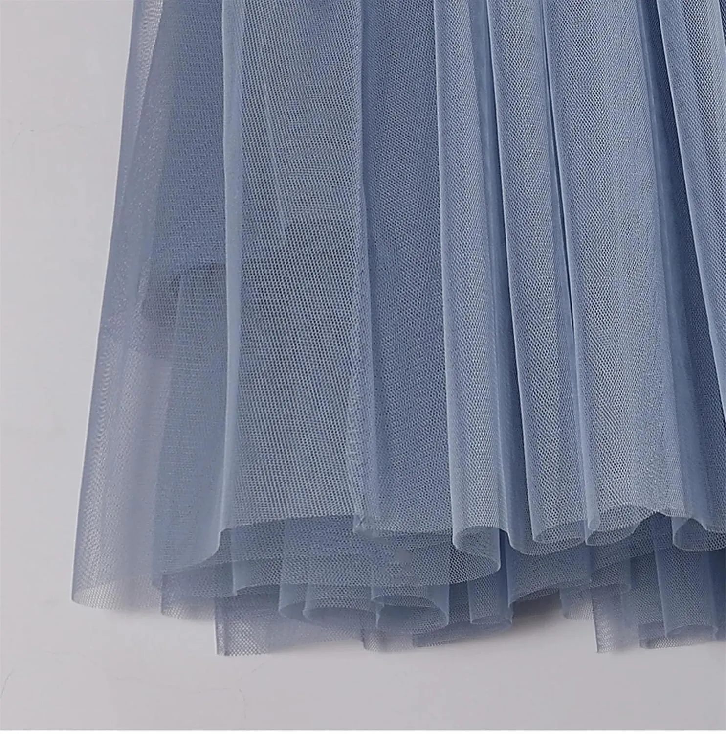 Women's Vintage Pleated Tulle Skirt Summer High Waist Mesh A-Line Skirts