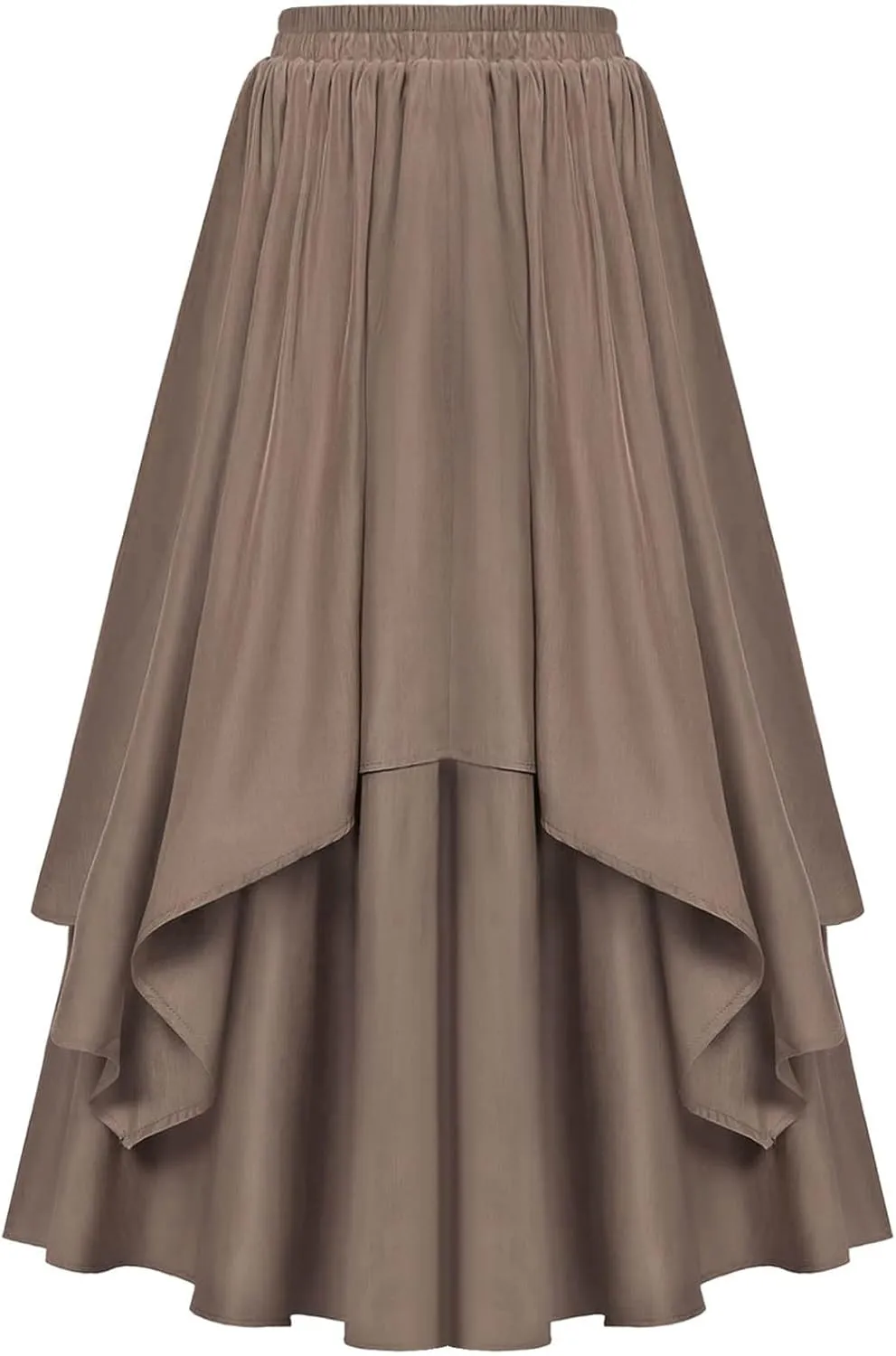 Women's Vintage Renaissance Skirts High Waisted Flared Layered A-Line Pirate Skirts Gothic Midi Skirt with Pockets