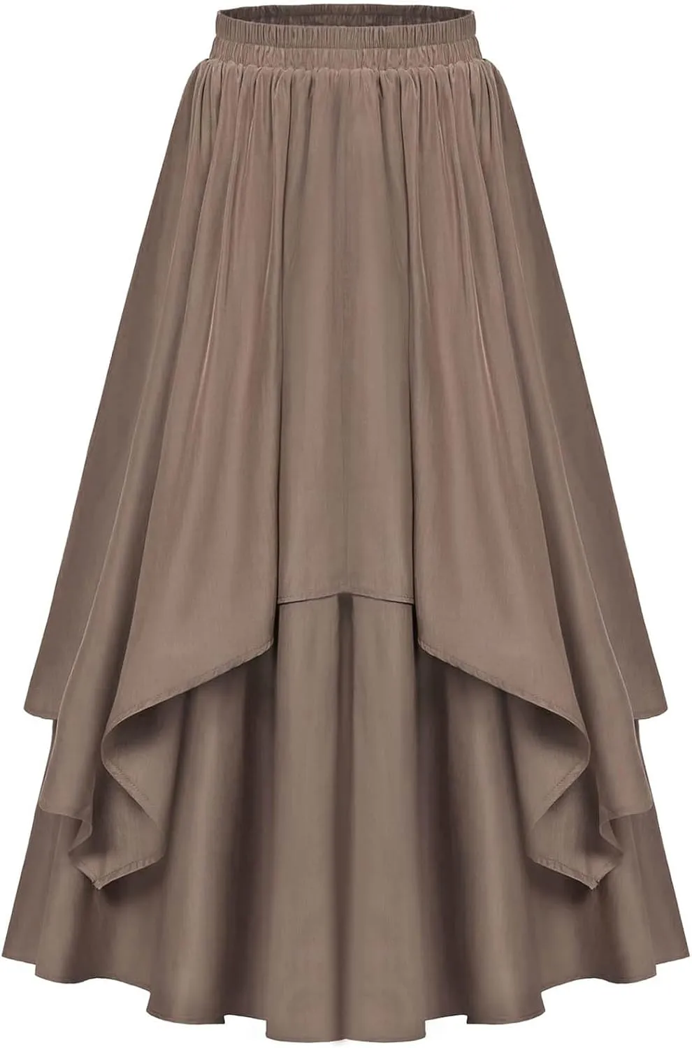 Women's Vintage Renaissance Skirts High Waisted Flared Layered A-Line Pirate Skirts Gothic Midi Skirt with Pockets