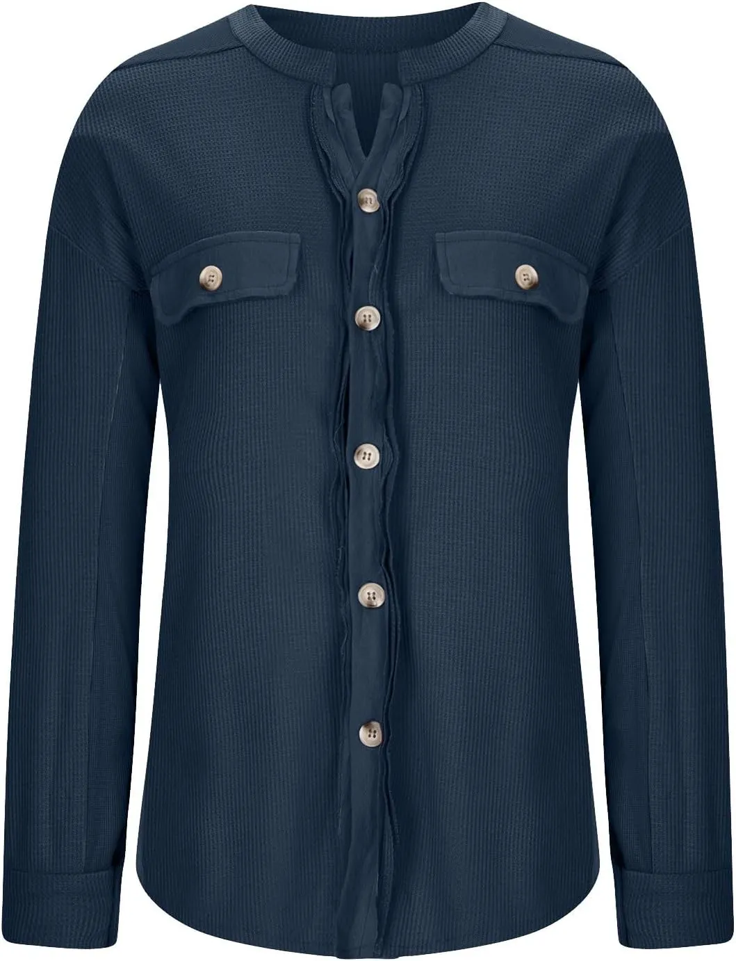 Womens Waffle Knit Button Down Shirts Casual Long Sleeve Shacket Jacket Fall Fashion 2023 Outerwear Jackets Coats