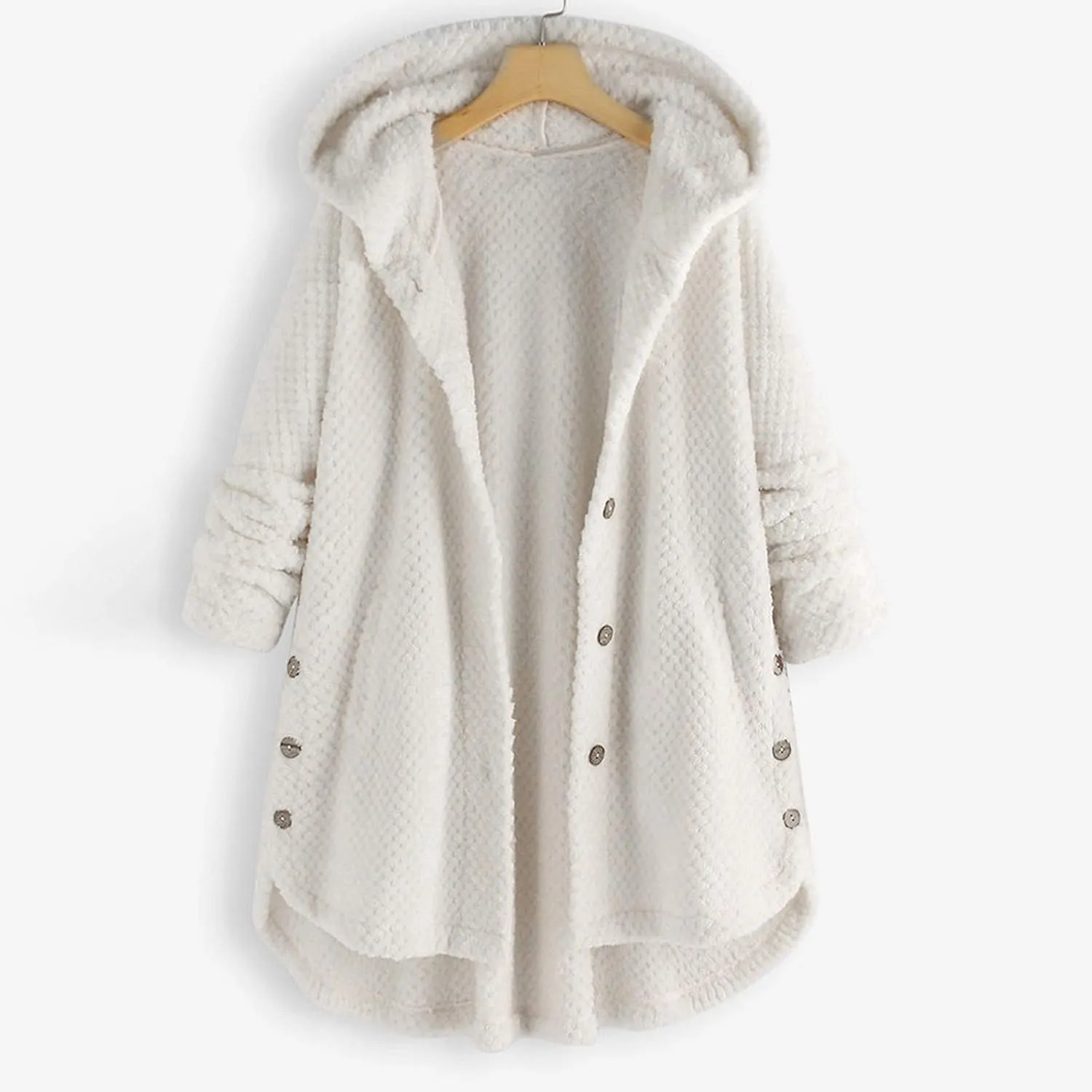 Womens Winter Jacket Coats Button Hem Plus Size Hoodie Top Sweater Blouse Thermal Sweatshirt Outerwear Women