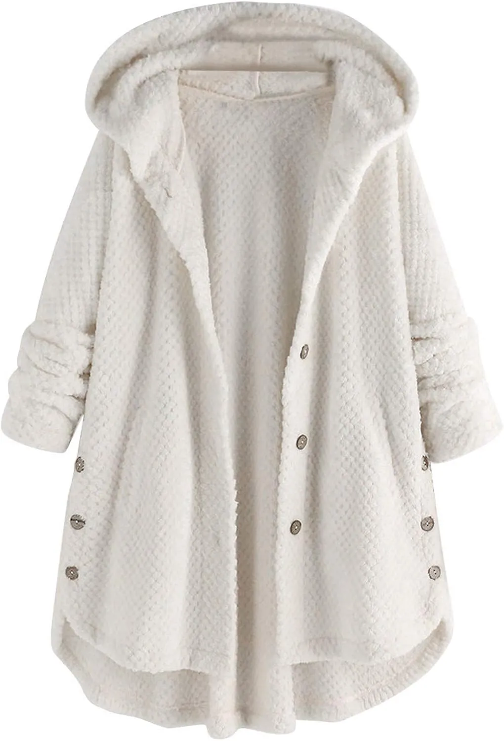 Womens Winter Jacket Coats Button Hem Plus Size Hoodie Top Sweater Blouse Thermal Sweatshirt Outerwear Women