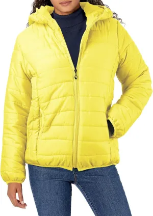 Womens Winter Puffer Jacket Warm Lightweight Hooded Down Coat Casual Solid Long Sleeve Zipper Outwear 2024 Thermal Coat