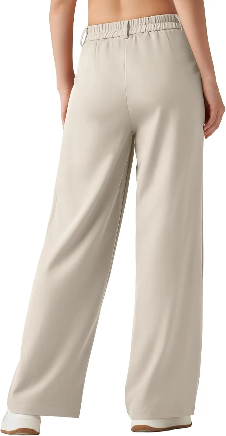 Women's Work Pants Wide Leg 2025 Dress Pants Casual Slacks Office Pants High Waisted with Pockets 28"/30"/32"