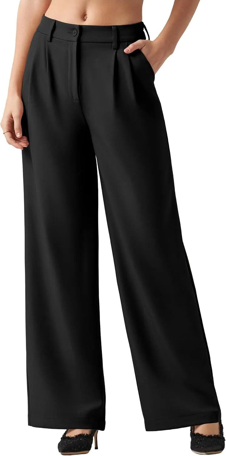 Women's Work Pants Wide Leg 2025 Dress Pants Casual Slacks Office Pants High Waisted with Pockets 28"/30"/32"