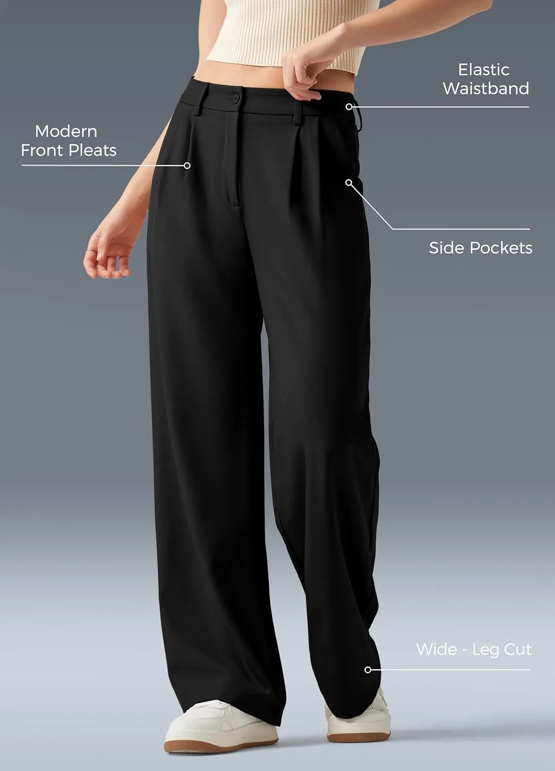 Women's Work Pants Wide Leg 2025 Dress Pants Casual Slacks Office Pants High Waisted with Pockets 28"/30"/32"