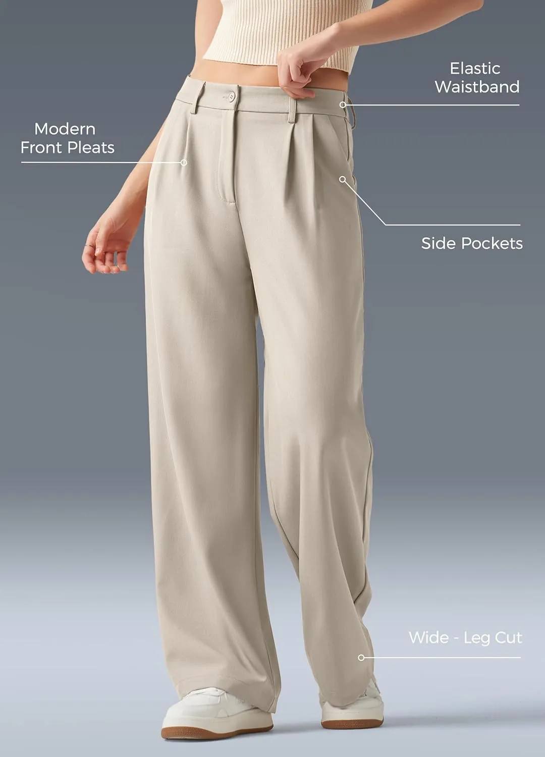 Women's Work Pants Wide Leg 2025 Dress Pants Casual Slacks Office Pants High Waisted with Pockets 28"/30"/32"