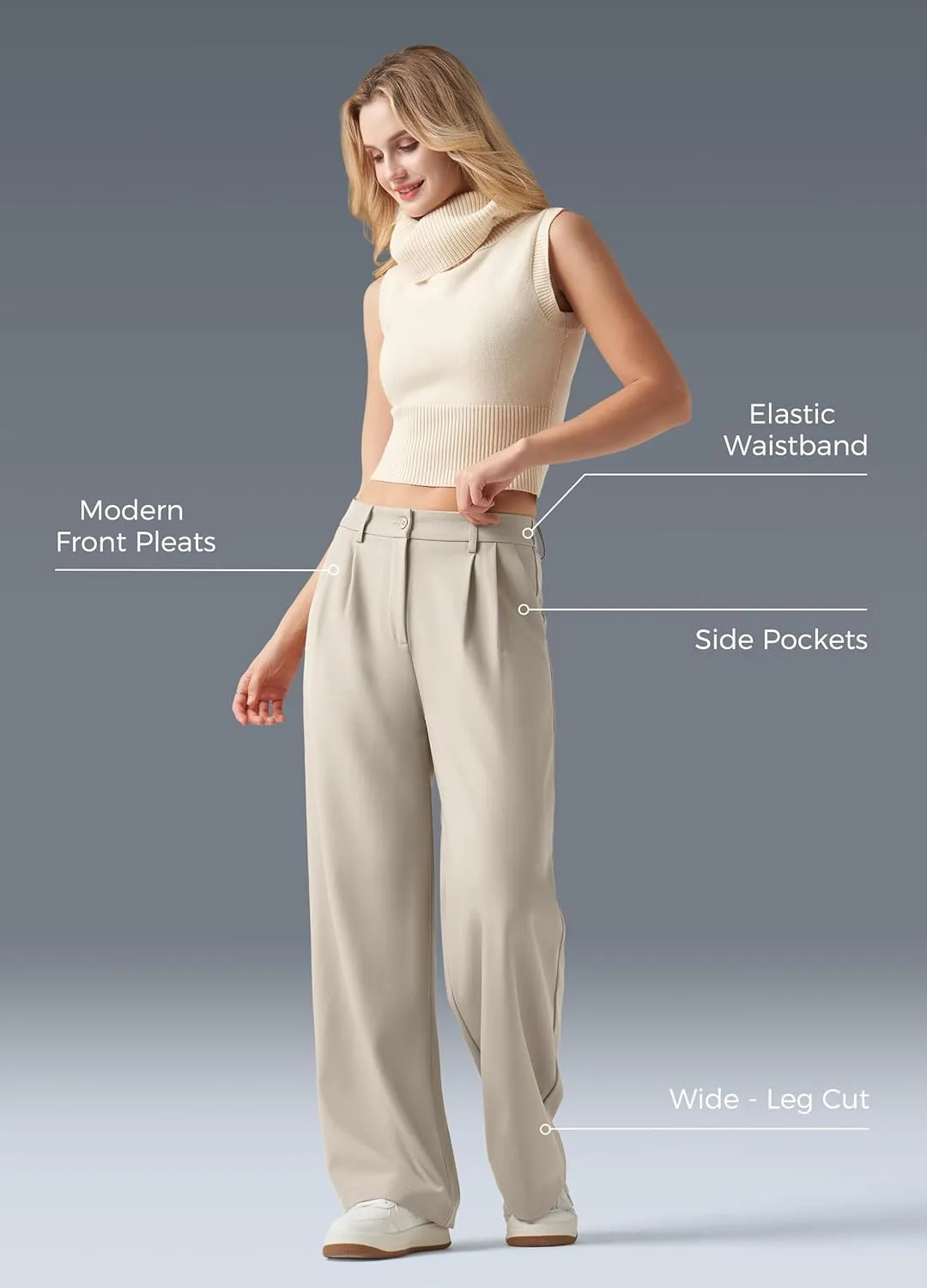 Women's Work Pants Wide Leg 2025 Dress Pants Casual Slacks Office Pants High Waisted with Pockets 28"/30"/32"