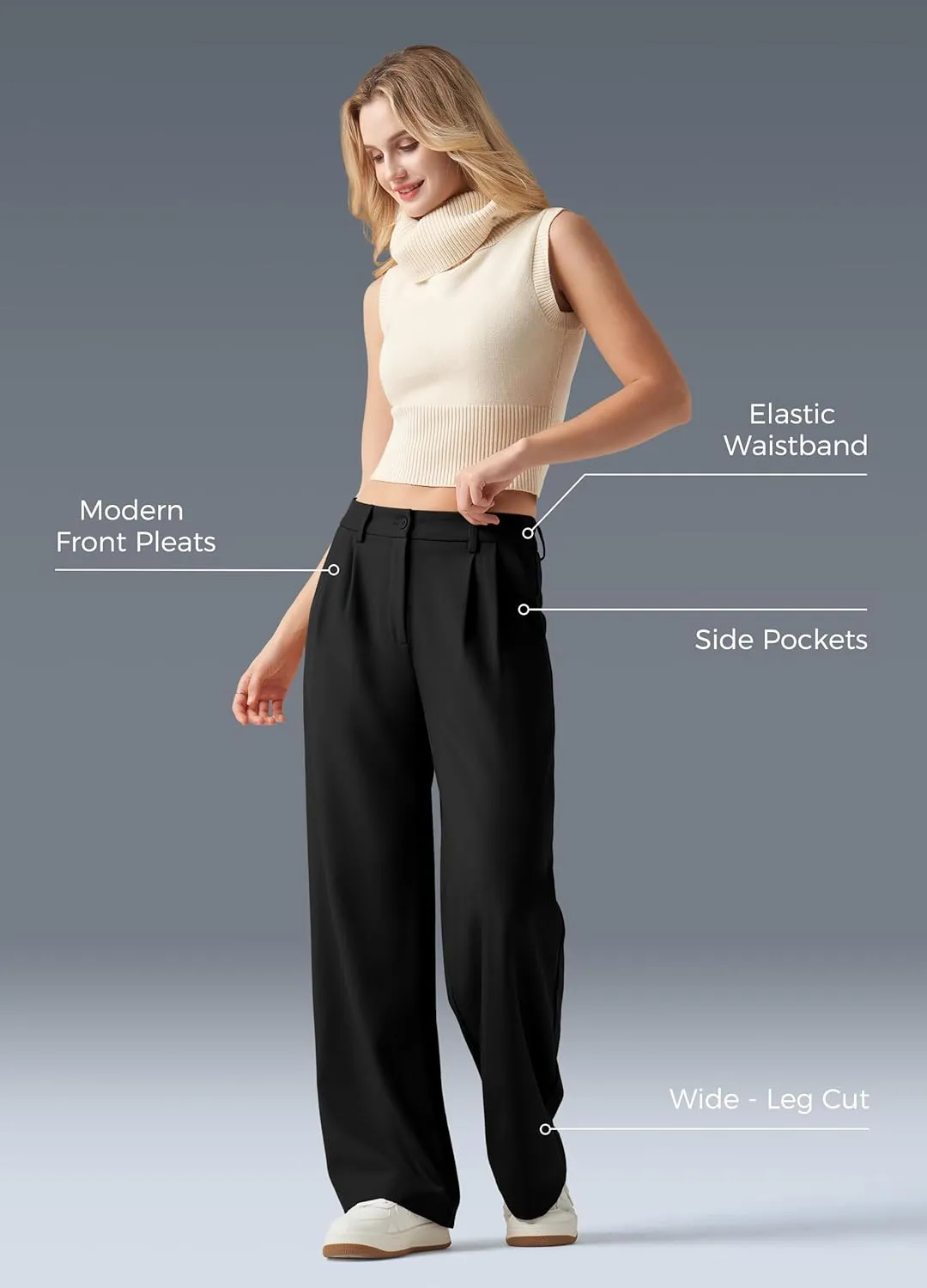 Women's Work Pants Wide Leg 2025 Dress Pants Casual Slacks Office Pants High Waisted with Pockets 28"/30"/32"