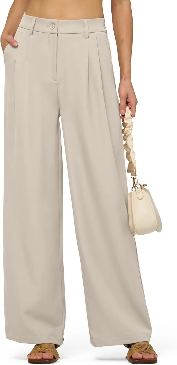 Women's Work Pants Wide Leg 2025 Dress Pants Casual Slacks Office Pants High Waisted with Pockets 28"/30"/32"
