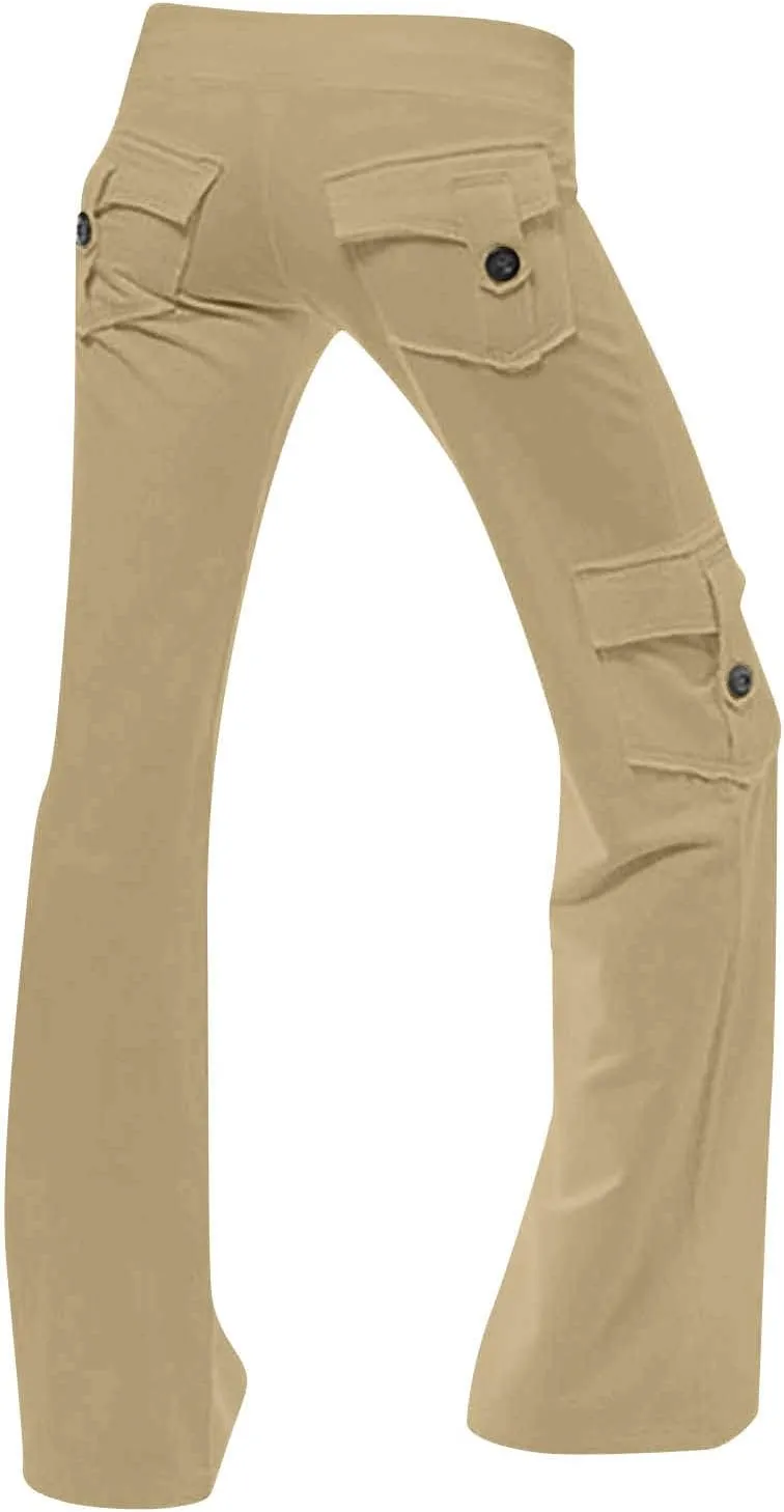 Women's Yoga Cargo Pants Drawstring High Waist Pants Baggy Wide Leg Pants Lightweight Hiking Pants Casual Lounge Pants