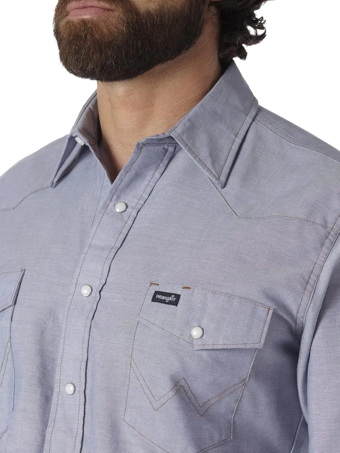 Wrangler Men's Cowboy Cut Western Long Sleeve Snap Work Shirt Washed Finish