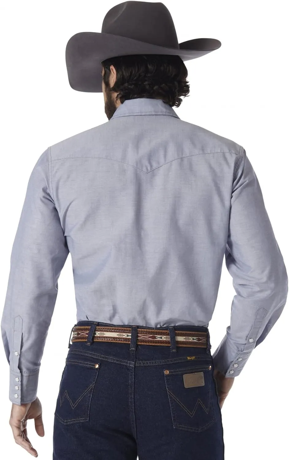 Wrangler Men's Cowboy Cut Western Long Sleeve Snap Work Shirt Washed Finish