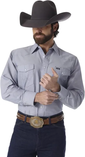 Wrangler Men's Cowboy Cut Western Long Sleeve Snap Work Shirt Washed Finish