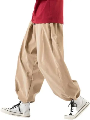 Xingfenly Design Drawstring Harem Pants Men Baggy Jogging Japanese Men Crotch Wide Leg Male Casual Loose Trousers
