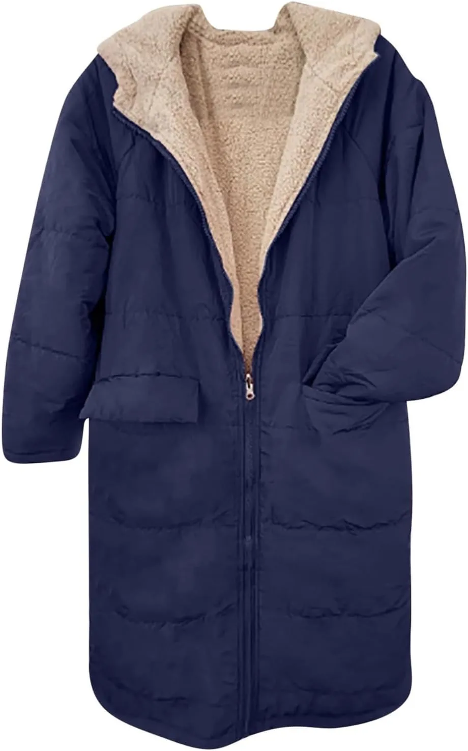XUNRYAN Womens Winter Warm Down Coats Sherpa Fleece Puffer Jackets Quilted Lightweight Faux-Fur Coat Anorak Parka Outwear