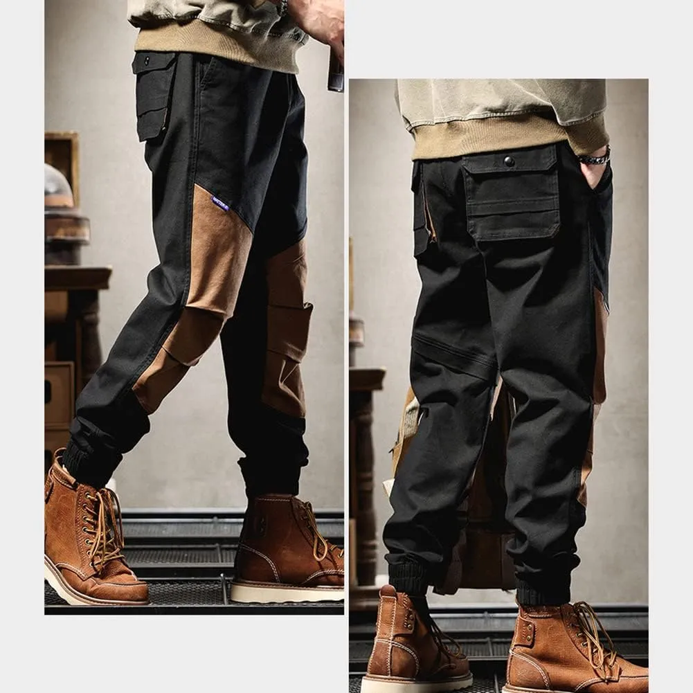 XYGJZ Men's Casual Cargo Pants Outdoor Patckwork Harem Pants RY21