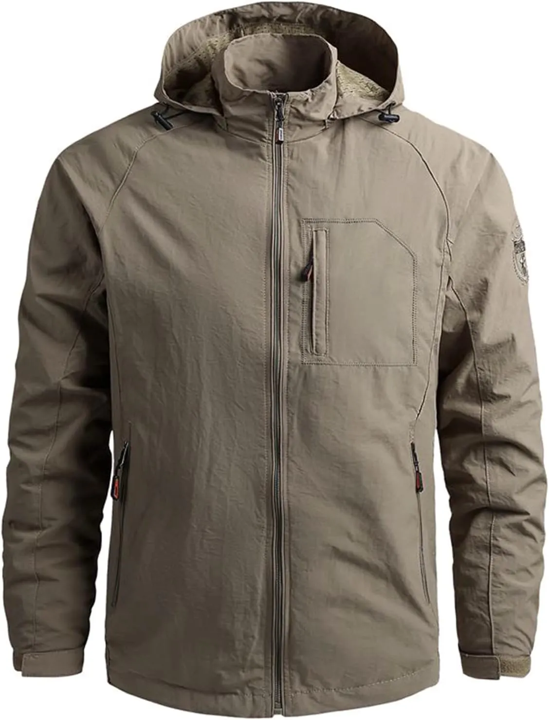 Ymosrh Jacket Lightweight Waterproof Rain Jacket with Hood Outdoor Raincoat Softshell Jacket for Hiking Travel, XL-5XL