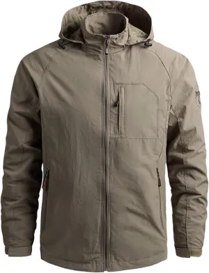 Ymosrh Jacket Lightweight Waterproof Rain Jacket with Hood Outdoor Raincoat Softshell Jacket for Hiking Travel, XL-5XL