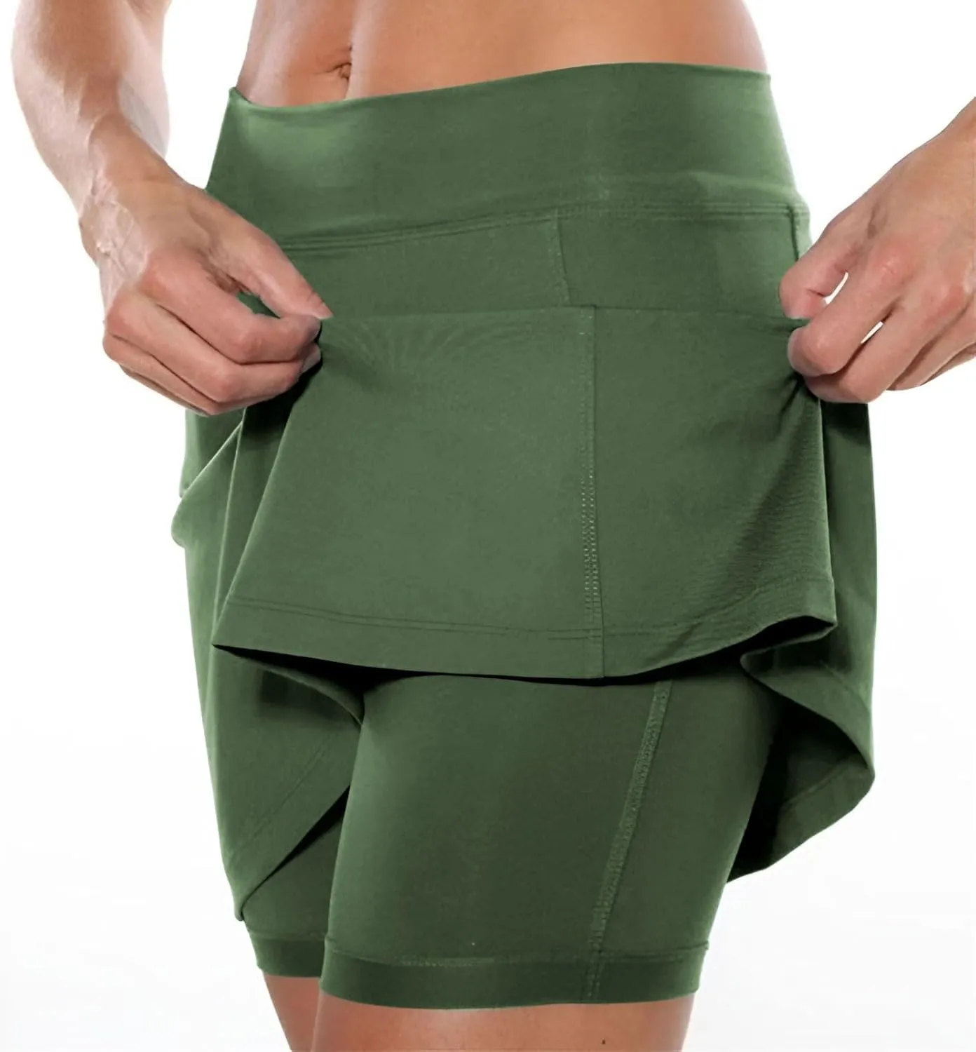 Yoga Skorts for Women Mid Waist Athletic Sports Pants with Split Skirt Casual Shorts Tummy Control Plus Size Skort