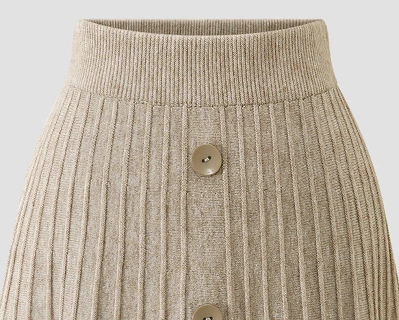 Youhan Women's High Waist A-Line Pleated Knitted Skirt