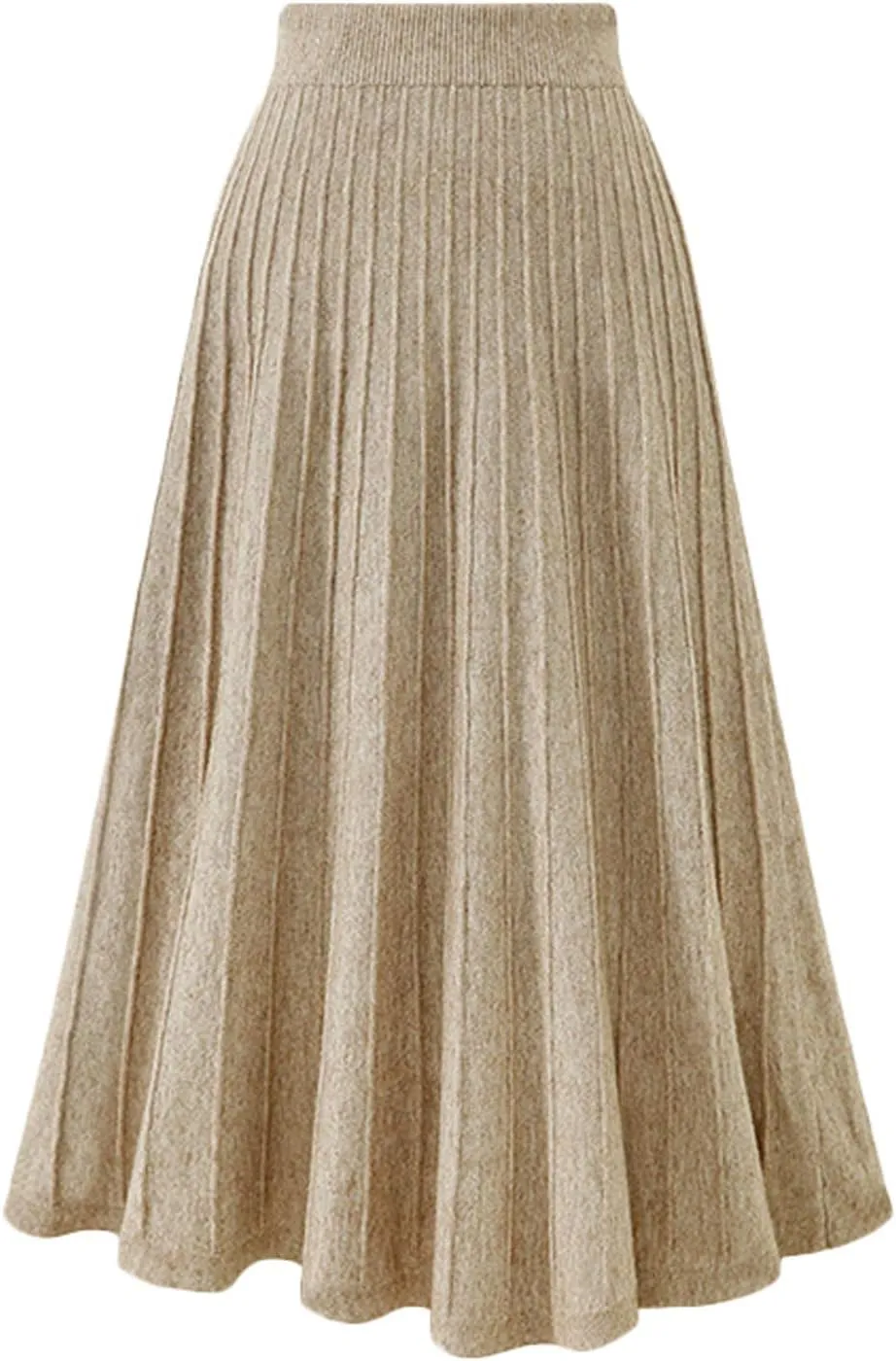 Youhan Women's High Waist A-Line Pleated Knitted Skirt
