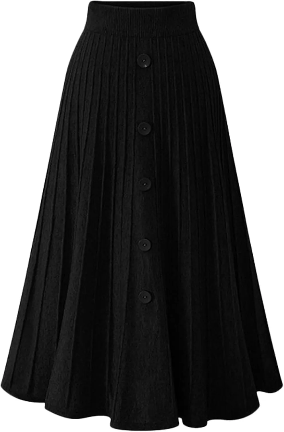 Youhan Women's High Waist A-Line Pleated Knitted Skirt