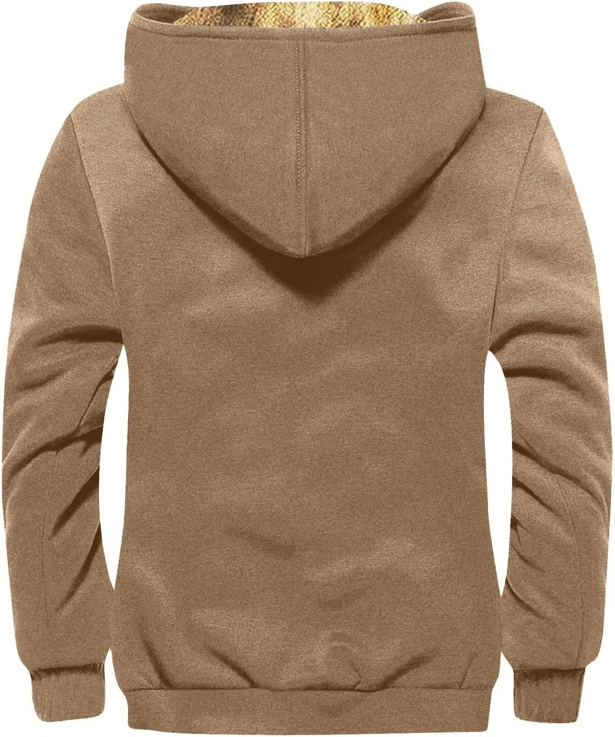 ZEFOTIM Fleece Lined Jacket Men Oversized Tall and Big Work Winter Coat Men with Hood Plus Size Plain Casual Hoodie