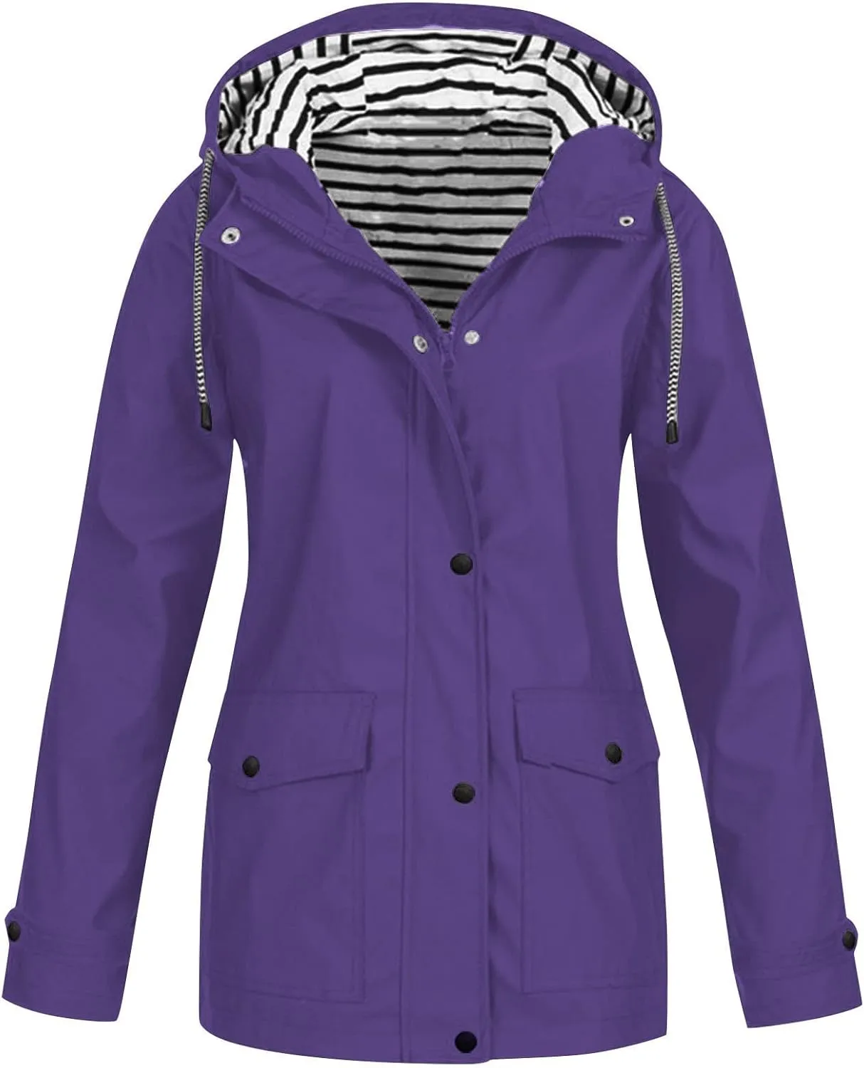 ZEFOTIM Rain Jackets for Women Waterproof with Hood Lightweight Casual Anorak Travel Hiking Coats with Pockets 720