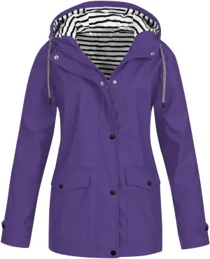 ZEFOTIM Rain Jackets for Women Waterproof with Hood Lightweight Casual Anorak Travel Hiking Coats with Pockets 720
