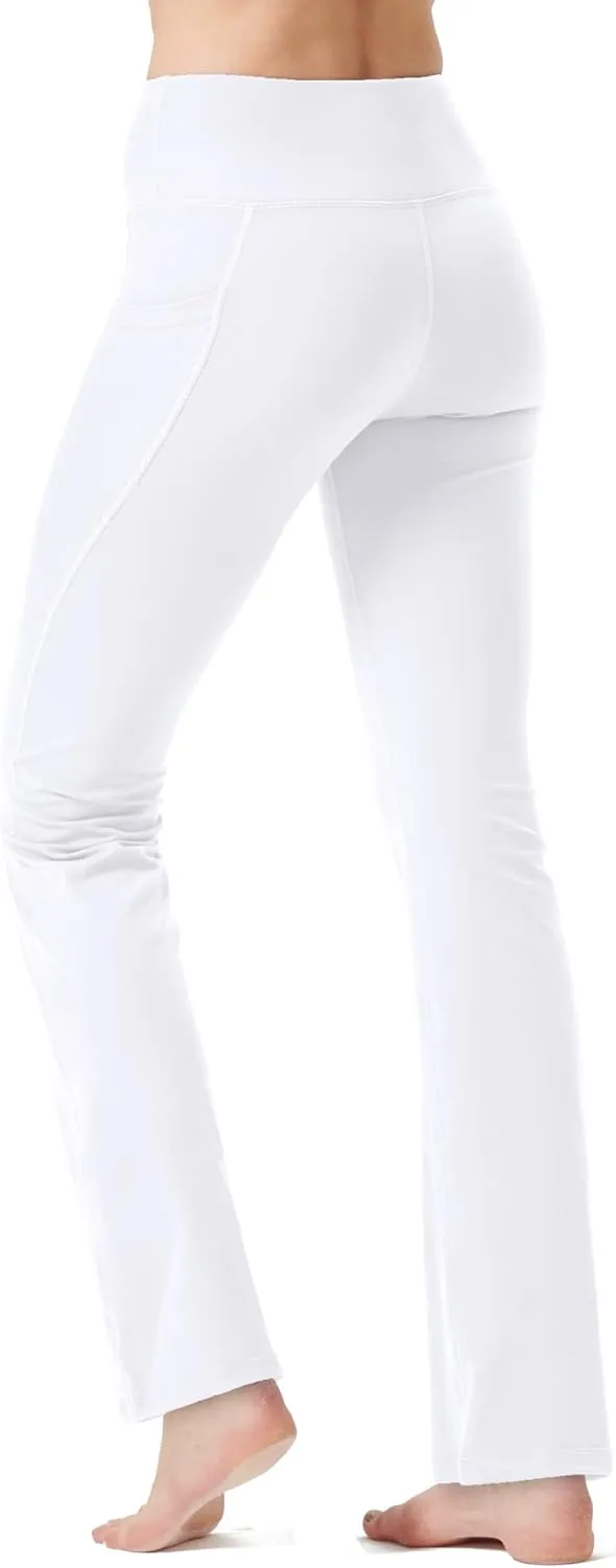 Zeronic Women's High Waist Bootcut Yoga Pants with Pockets Tummy Control Workout Running Pants Long Bootleg Flare Pants