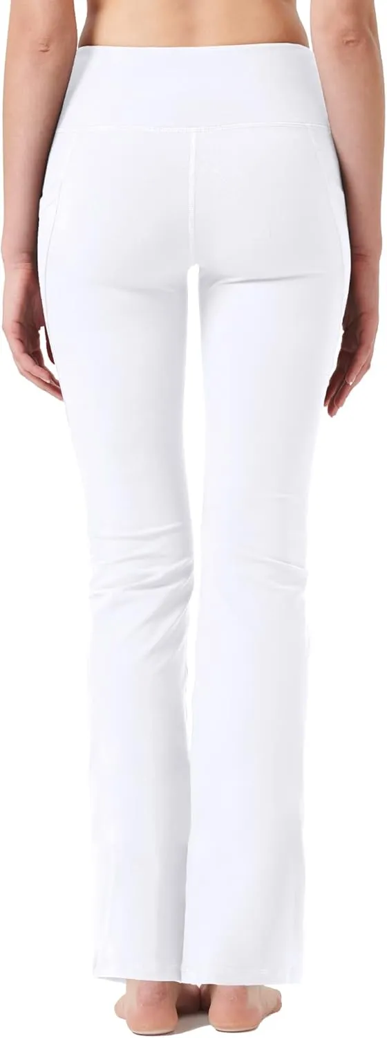 Zeronic Women's High Waist Bootcut Yoga Pants with Pockets Tummy Control Workout Running Pants Long Bootleg Flare Pants