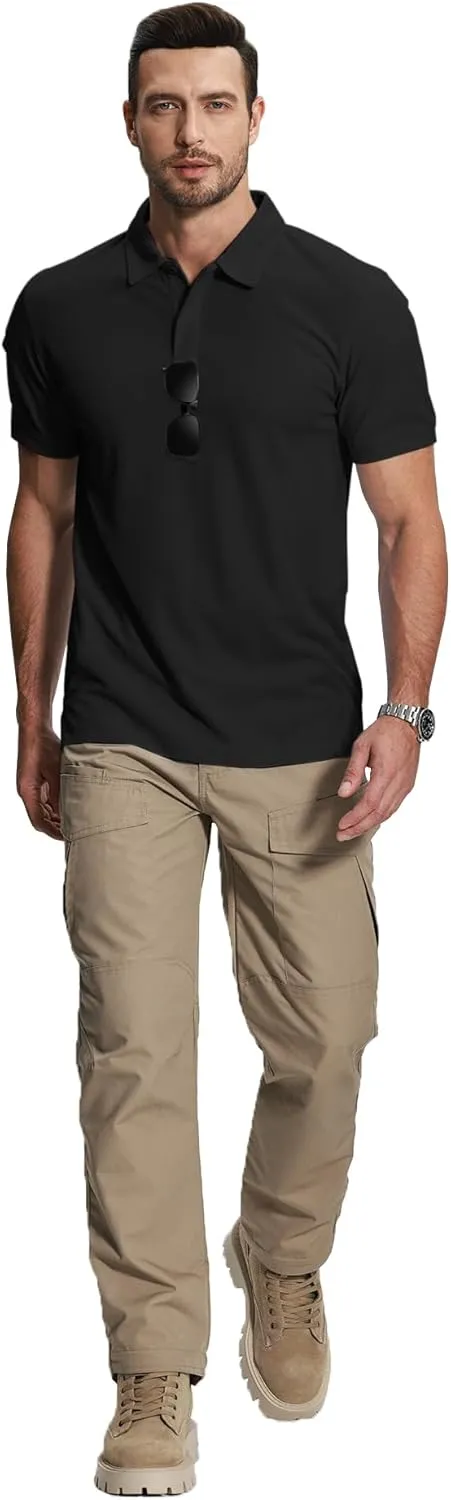 ZITY Mens 2 Pack Polo Shirts Short Sleeve Performance Sports Golf Shirt for Men Tactical Shirt
